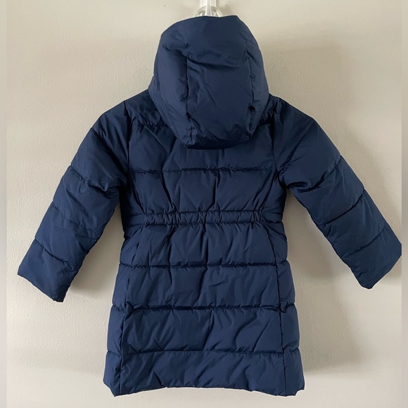 J Crew Crewcuts Long Puffer Coat Jacket Girls Size 5 / XS Navy Blue Hooded Parka - Picture 2 of 11
